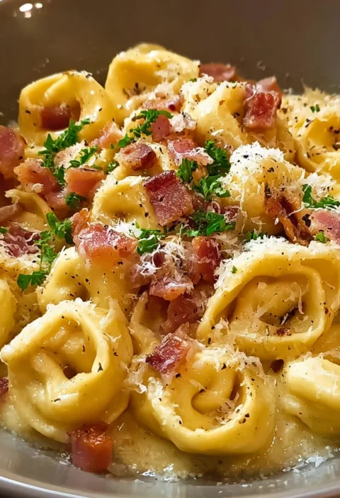 Indulge Tortellini Carbonara Creamy Delicious Delight