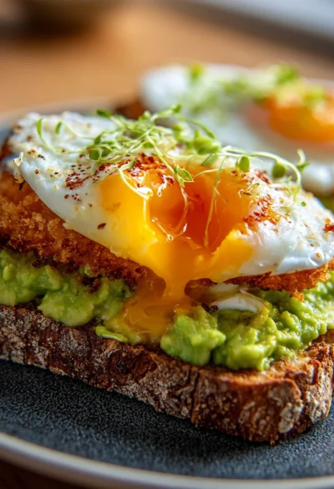 Panko Crusted Eggs Avocado Toast