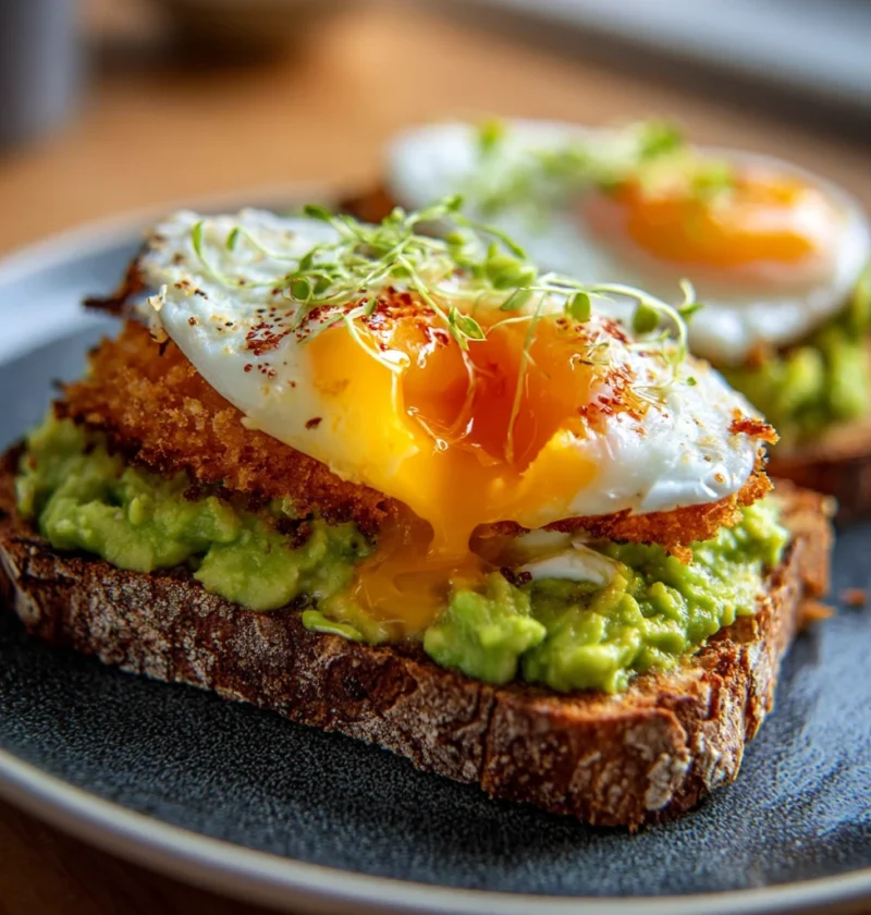 Panko Crusted Eggs Avocado Toast