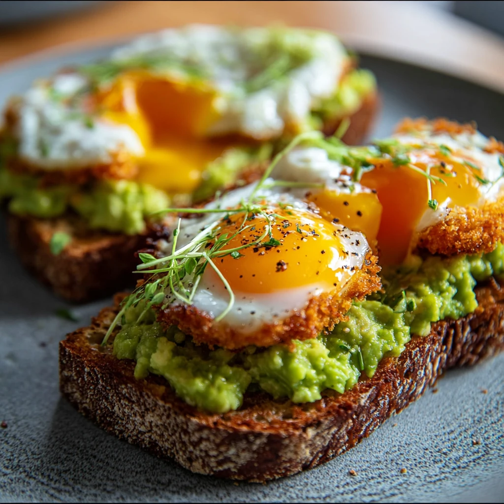 Panko Crusted Eggs Avocado Toast