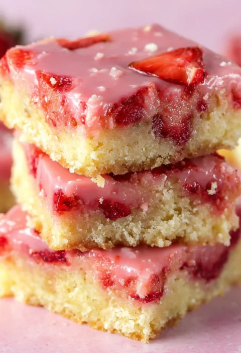 Soft Strawberry Lemon Blondies Fruity Summer Treat