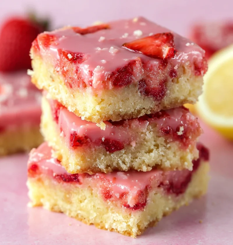 Soft Strawberry Lemon Blondies Fruity Summer Treat