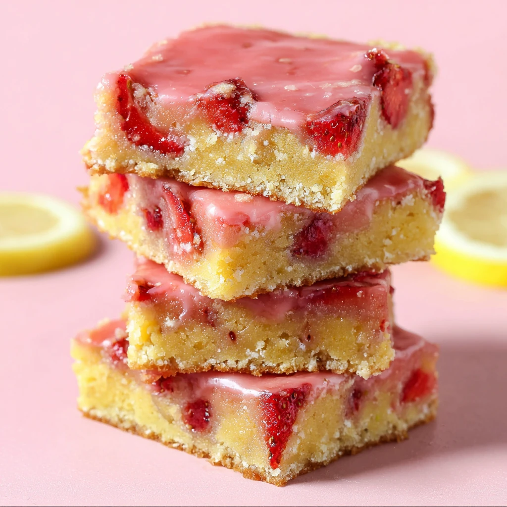 Soft Strawberry Lemon Blondies Fruity Summer Treat