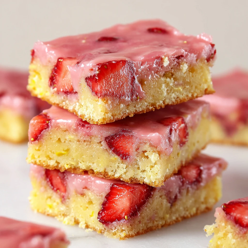 Soft Strawberry Lemon Blondies Fruity Summer Treat