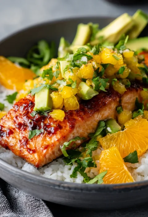 air fryer salmon bowl
