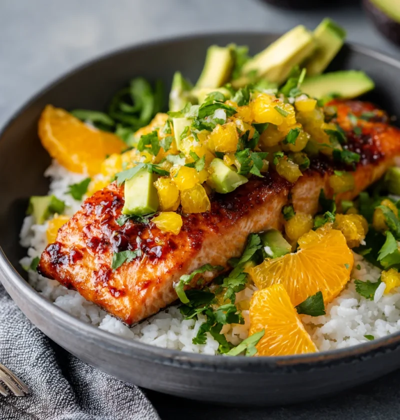 air fryer salmon bowl