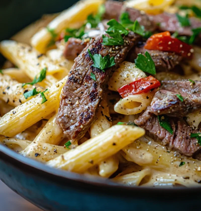 Creamy Bold Garlic Butter Pepper Jack Steak Penne