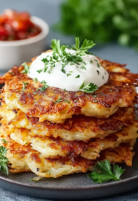 Crispy grated potato fritters
