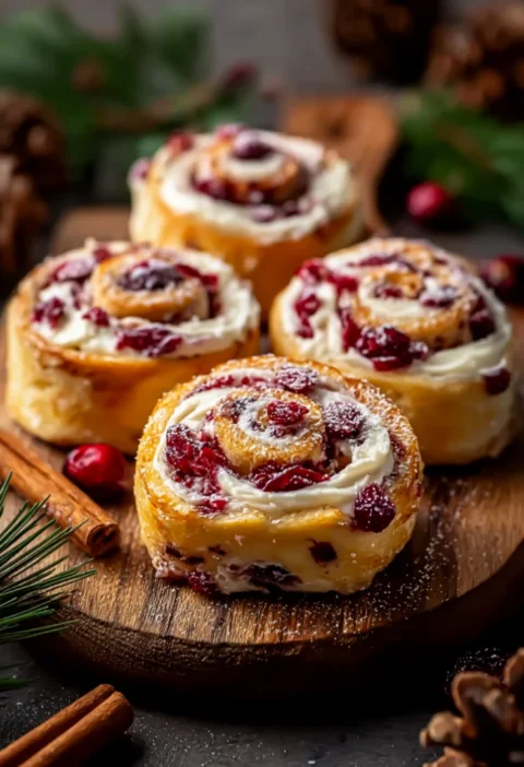 Festive Cranberry Cream Cheese Pinwheels