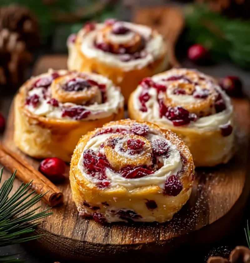 Festive Cranberry Cream Cheese Pinwheels
