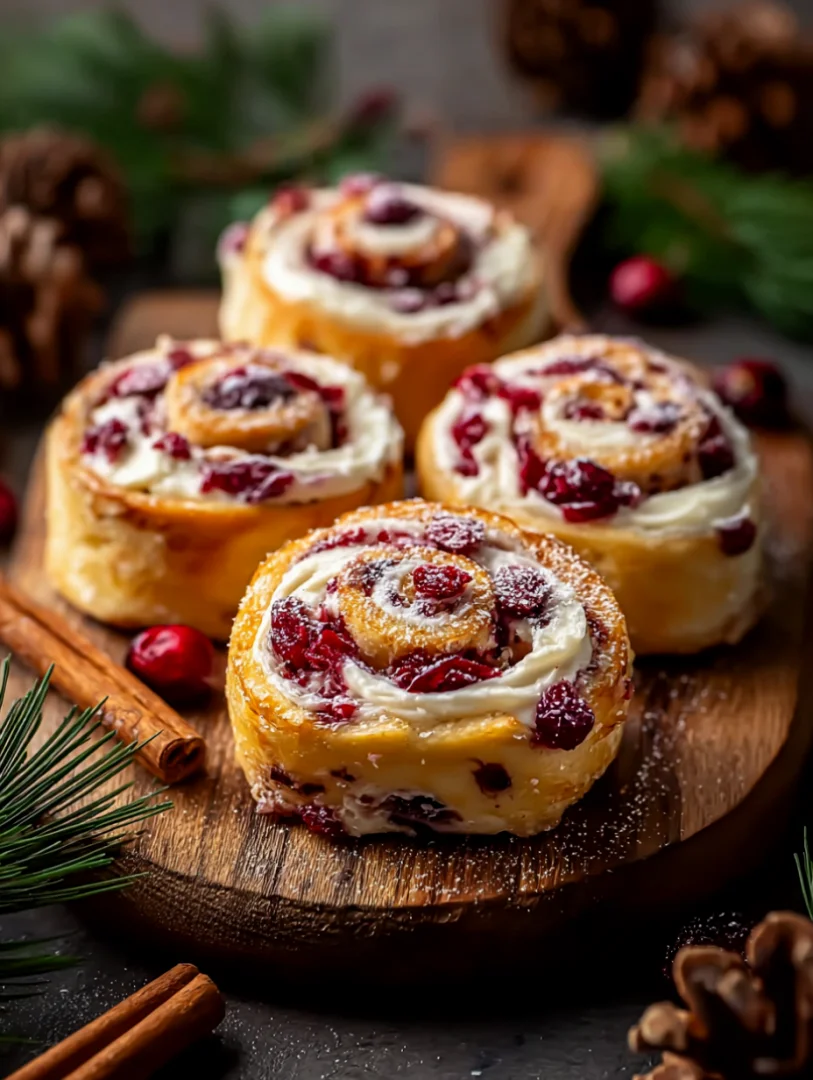 Festive Cranberry Cream Cheese Pinwheels