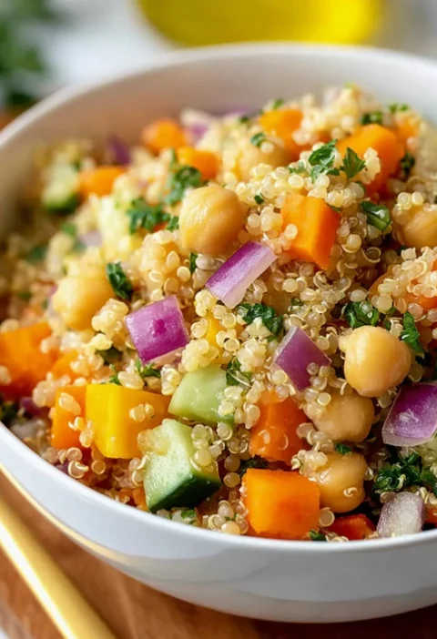 Irresistible Lemon Herb Quinoa with Garbanzo Beans