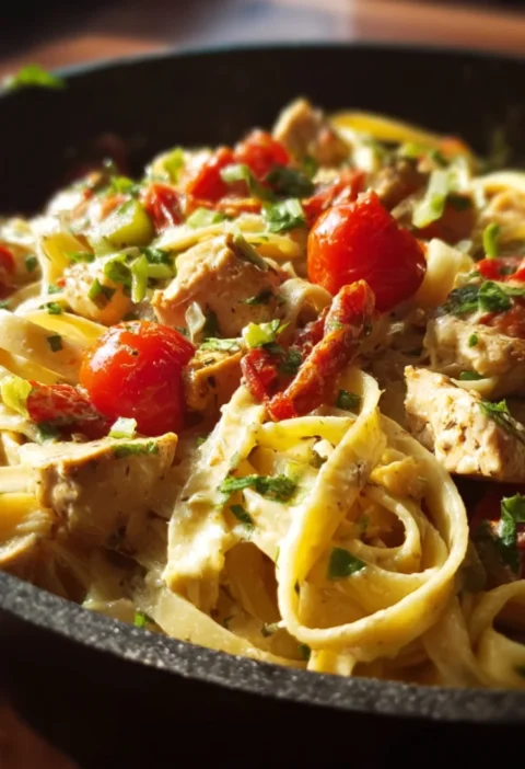One Pot Spicy Cajun Chicken Alfredo Skillet