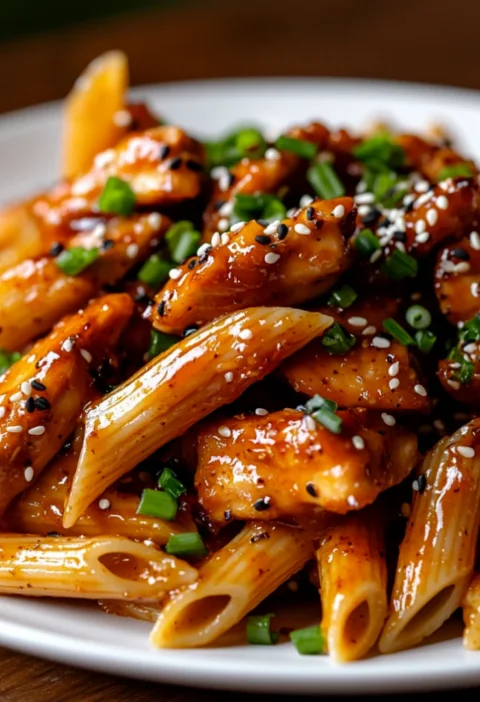 Sticky Honey Chili Garlic Butter Chicken Penne