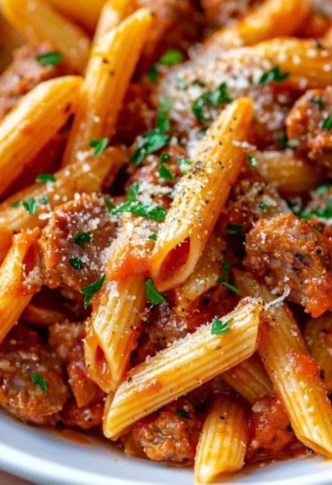 Sweet Smoky BBQ Garlic Butter Sausage Penne