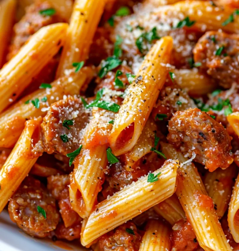 Sweet Smoky BBQ Garlic Butter Sausage Penne