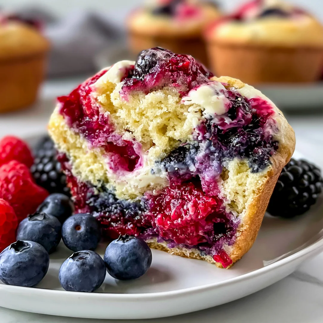 Moist Berry Cream Cheese Muffins