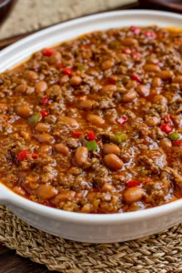 Saucy Loaded Baked Beans with Ground Beef (Oven Recipe)