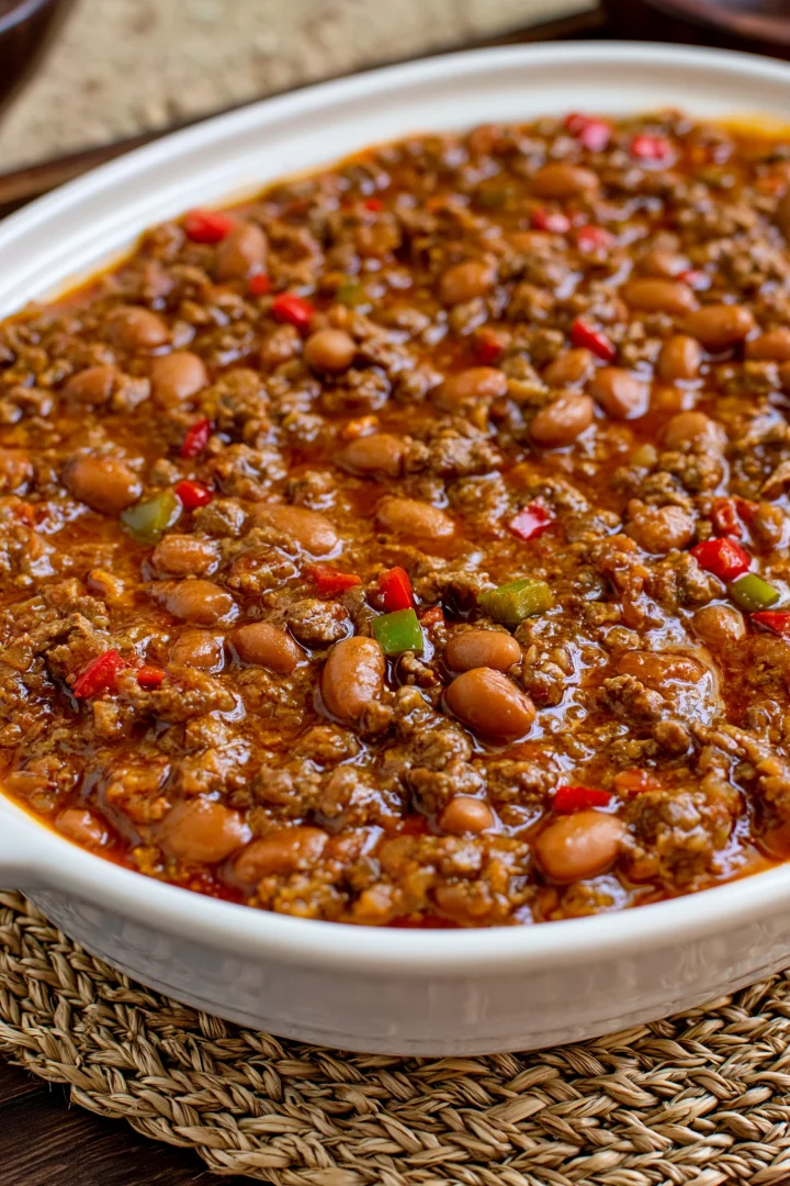 Saucy Loaded Baked Beans with Ground Beef