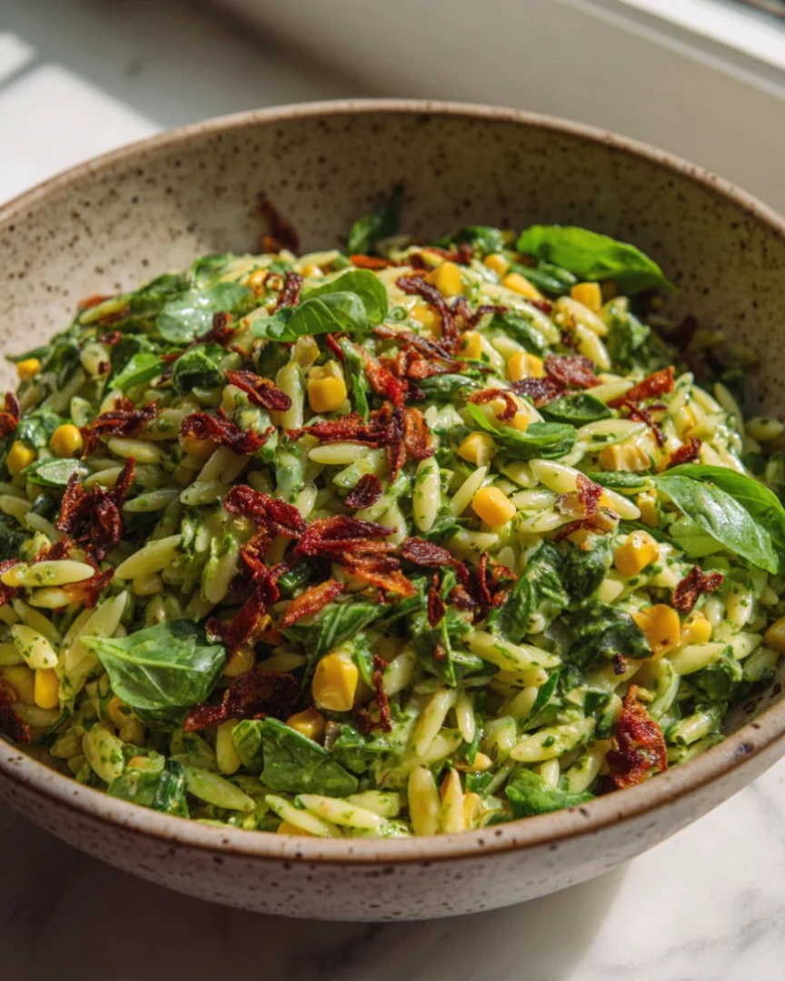 Spring Orzo Pasta Salad - spring-orzo-pasta-salad-with-creamy-basil-vinaigre-3