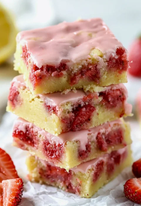 Strawberry Lemon Blondies