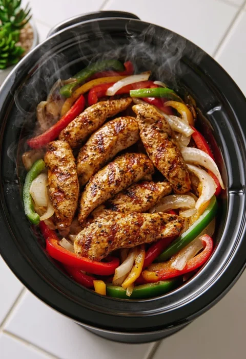 5-Ingredient Slow Cooker Chicken Breast Fajitas