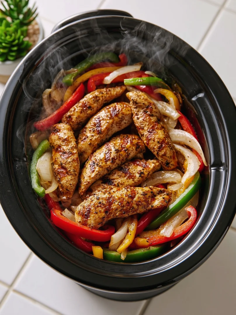 5-Ingredient Slow Cooker Chicken Breast Fajitas