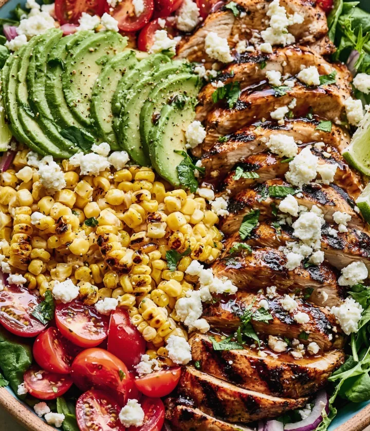 Balsamic Chicken Salad with Grilled Corn and Feta