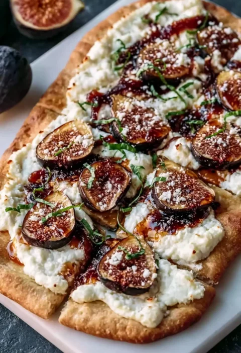 Best Fresh Fig Goat Cheese Flatbread with Honey