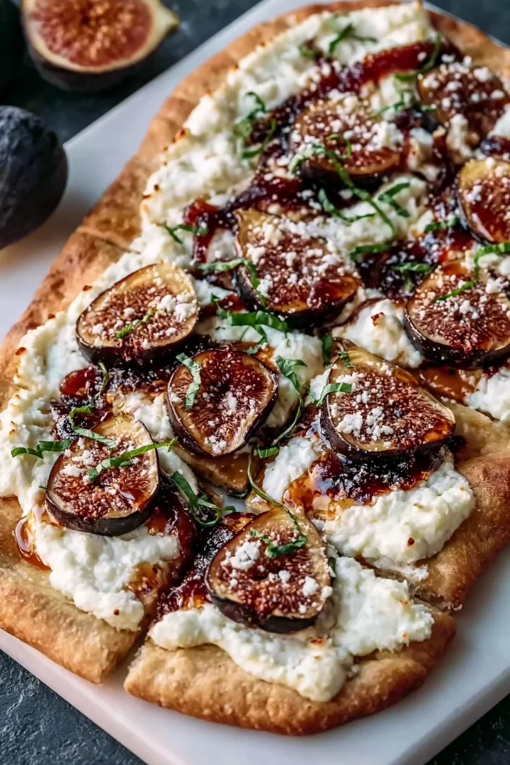 Best Fresh Fig Goat Cheese Flatbread with Honey