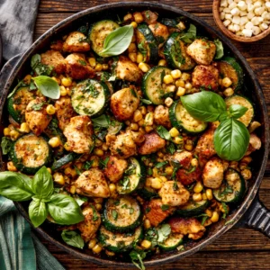 Chicken Zucchini Skillet with Corn and Lemon Butter