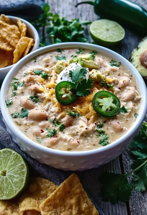 Creamy Crockpot White Chicken Chili