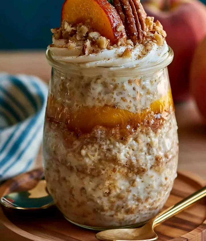 Creamy Peach Cobbler Overnight Oats