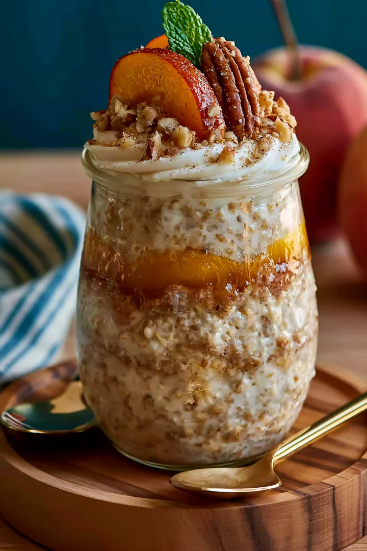 Creamy Peach Cobbler Overnight Oats