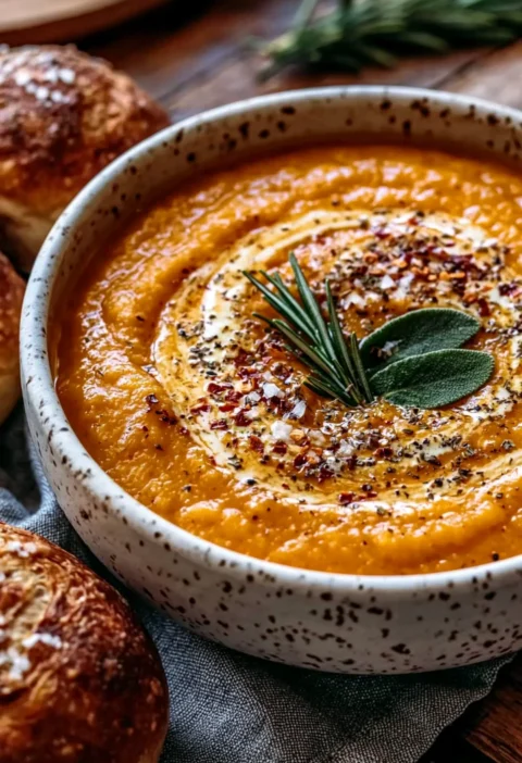Creamy Roasted Butternut Sage Soup