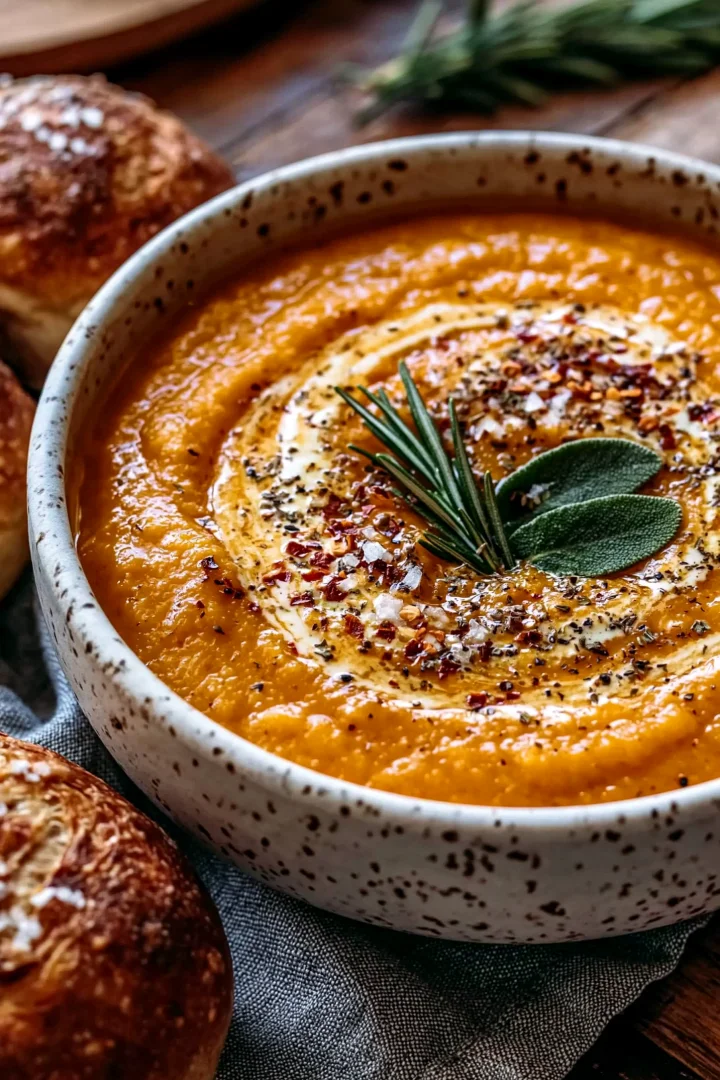 Creamy Roasted Butternut Sage Soup