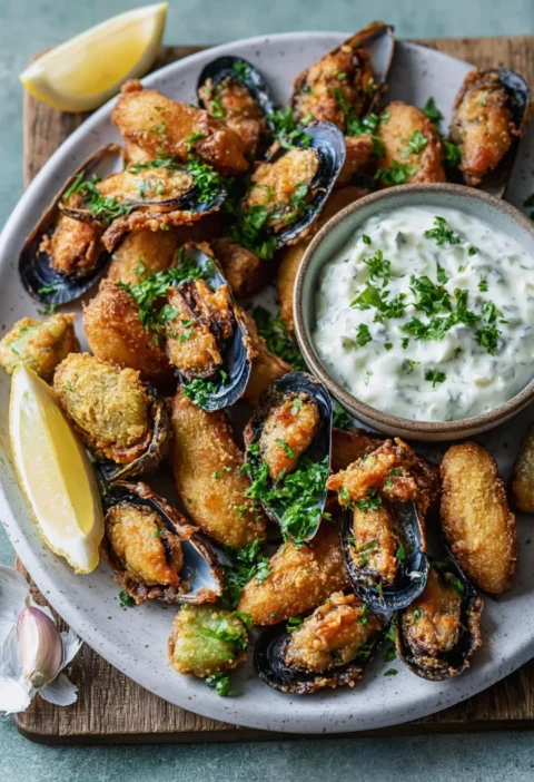 Greek fried mussels