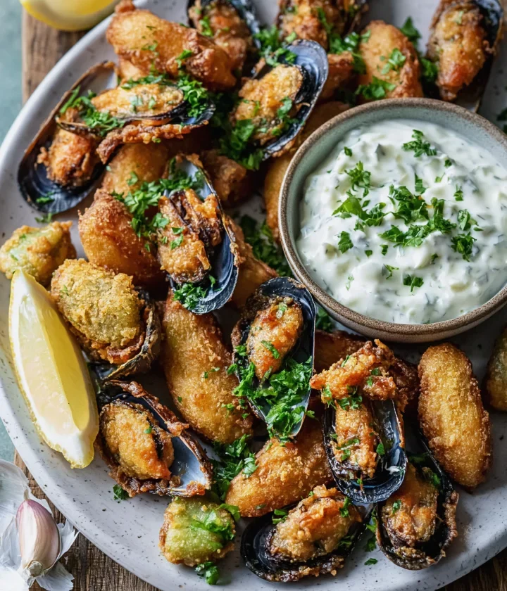Greek fried mussels