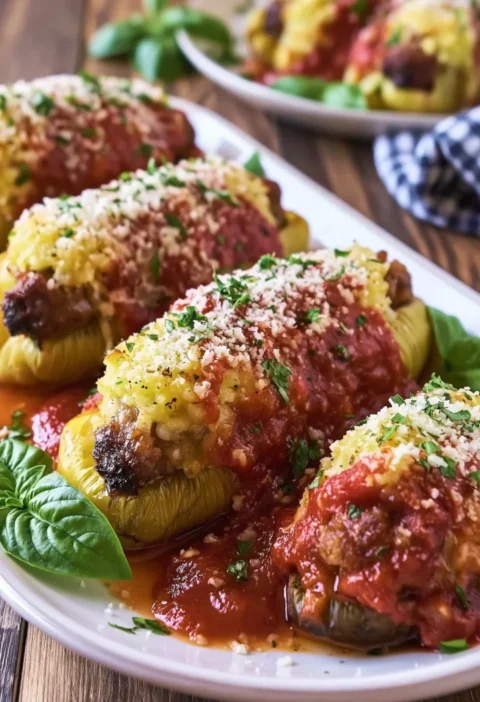 Easy Stuffed Banana Peppers with Italian Sausage & Rice Recipe