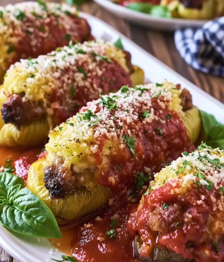 Easy Stuffed Banana Peppers with Italian Sausage & Rice Recipe