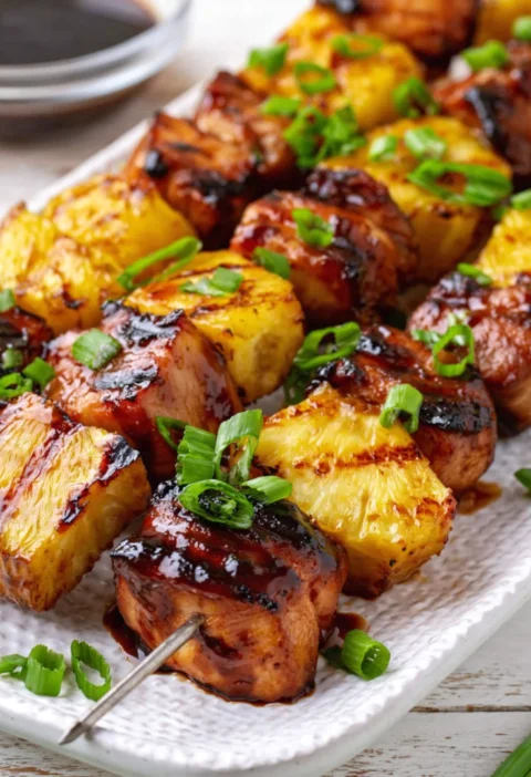 Hawaiian Chicken Pineapple Kabobs