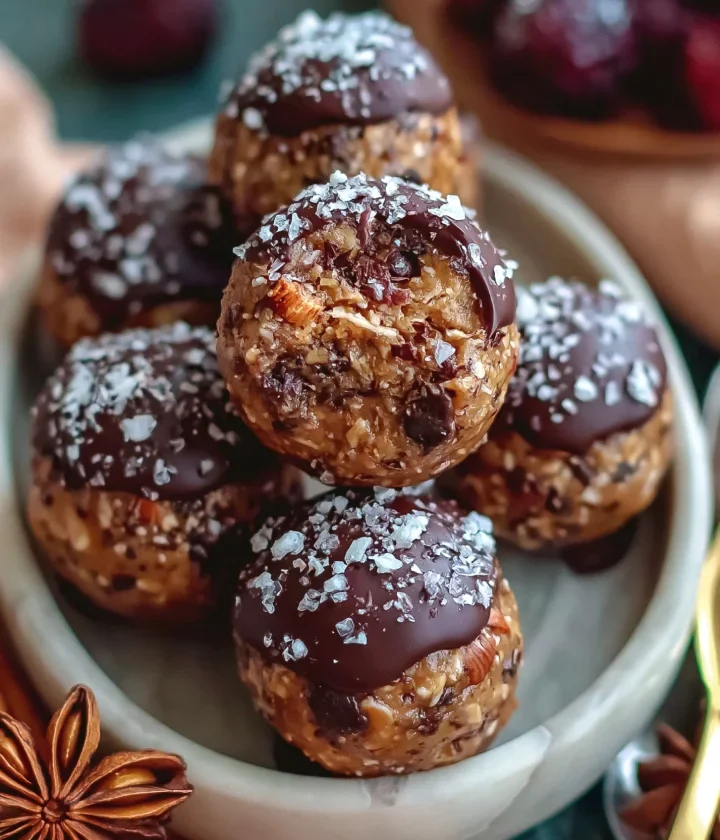 Healthy Dark Chocolate Sea Salt Protein Balls