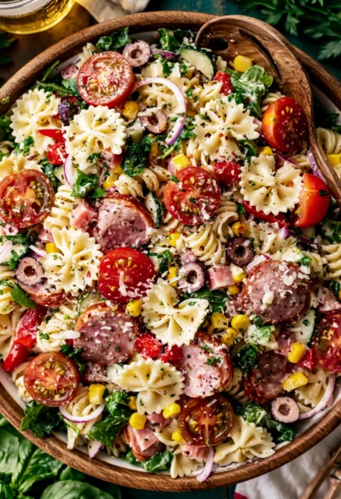 Italian Grinder Pasta Salad with Chili Crisp