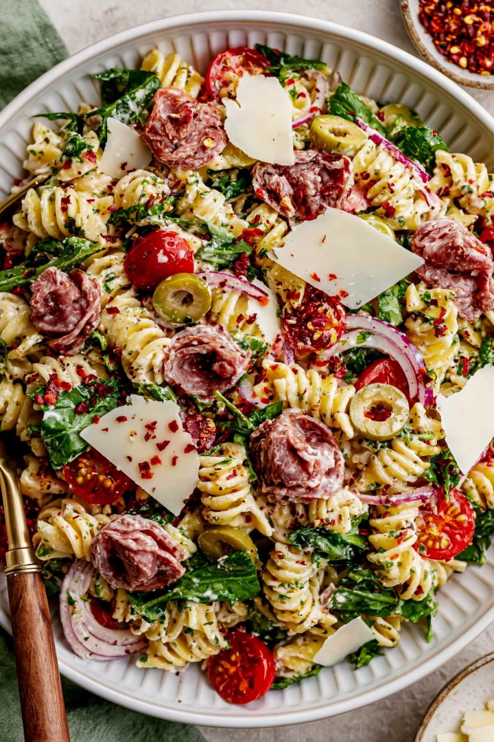 Italian Grinder Pasta Salad with Chili Crisp