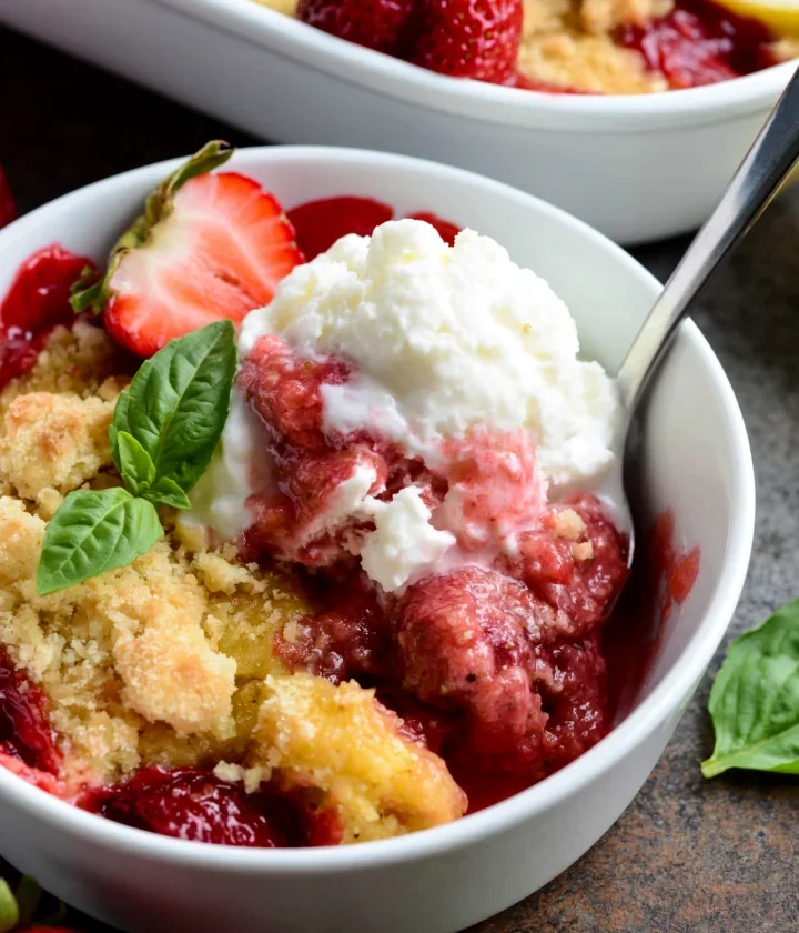 Lemon Basil Strawberry Cobbler
