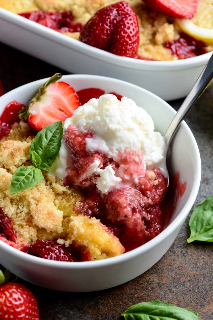 Lemon Basil Strawberry Cobbler