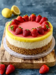 Lemon Cheesecake with Strawberry Crust: A Sweet Twist!