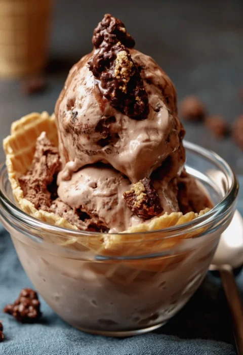 No Churn Chocolate Crackle Ice Cream