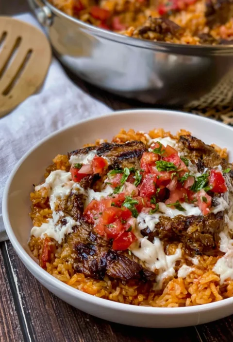Queso Mexican Steak and Rice