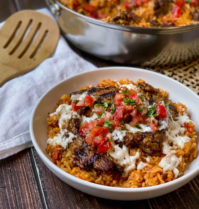 Queso Mexican Steak and Rice